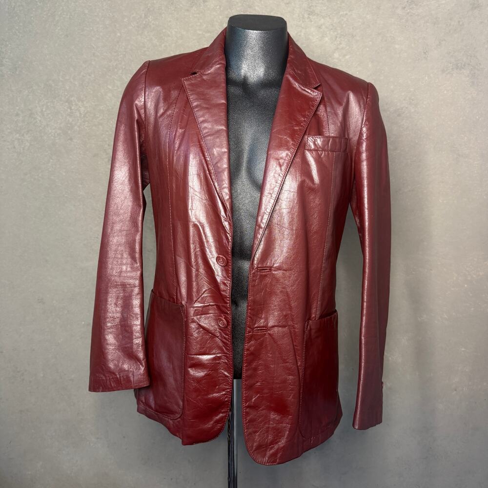 Vintage Duke of Fifth Ave Oxblood Leather Blazer Jacket Men's 40 Dark Academia